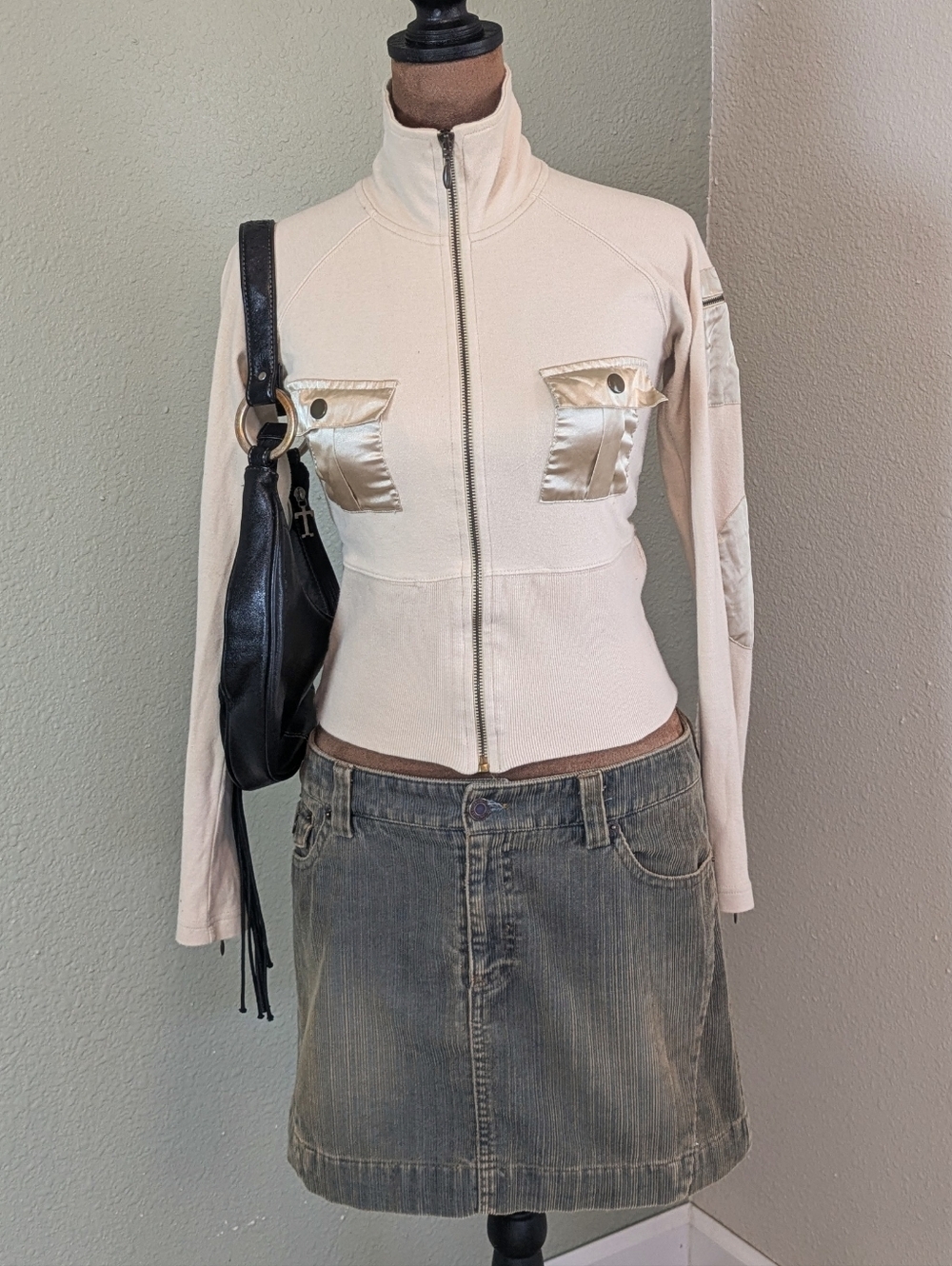 Vintage JJ Basics Cream Utility Zip Up Jacket